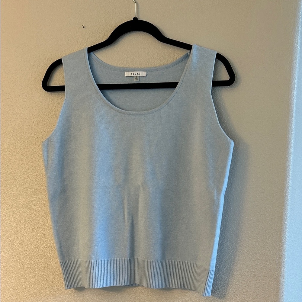 SIONI Soft Blue sweater Tank Top SIZE L